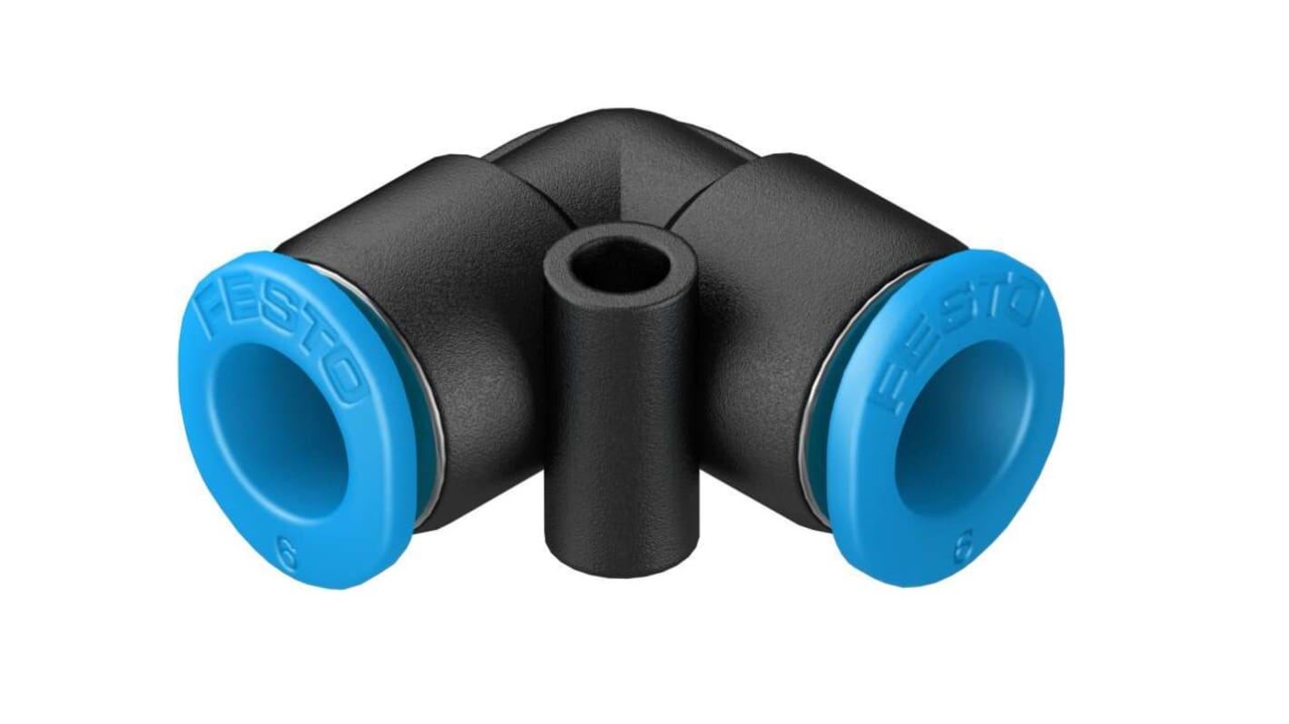 Festo QSL Series Elbow Tube-toTube Adaptor, Push In 6 mm to Push In 6 mm, Tube-to-Tube Connection Style, 153345