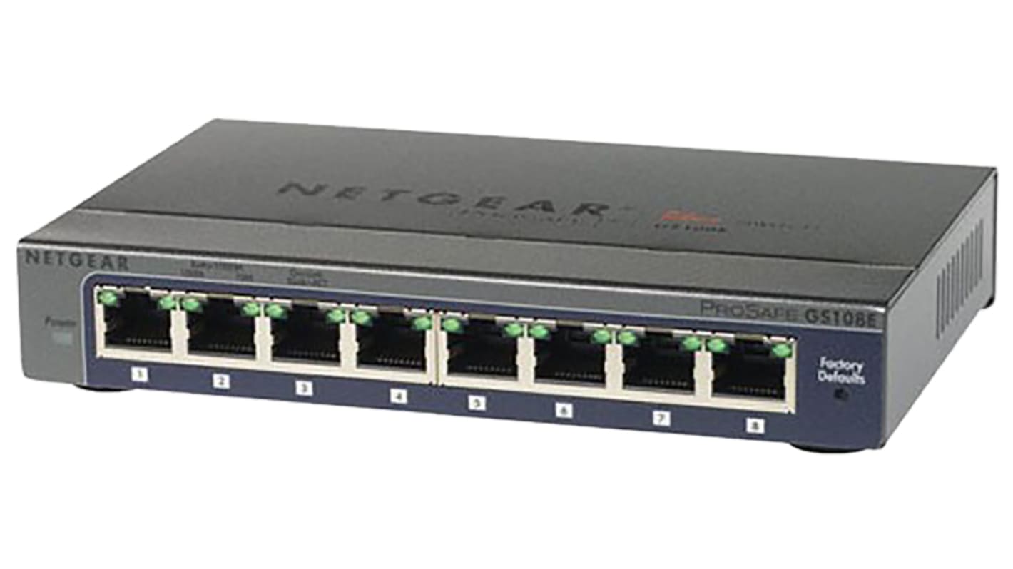 Netgear ProSAFE GS108E Ethernet-Switch Desktop 8-Port Verwaltet 10/100/1000Mbit/s  UK-Netzstecker 158 x 101 x 29mm