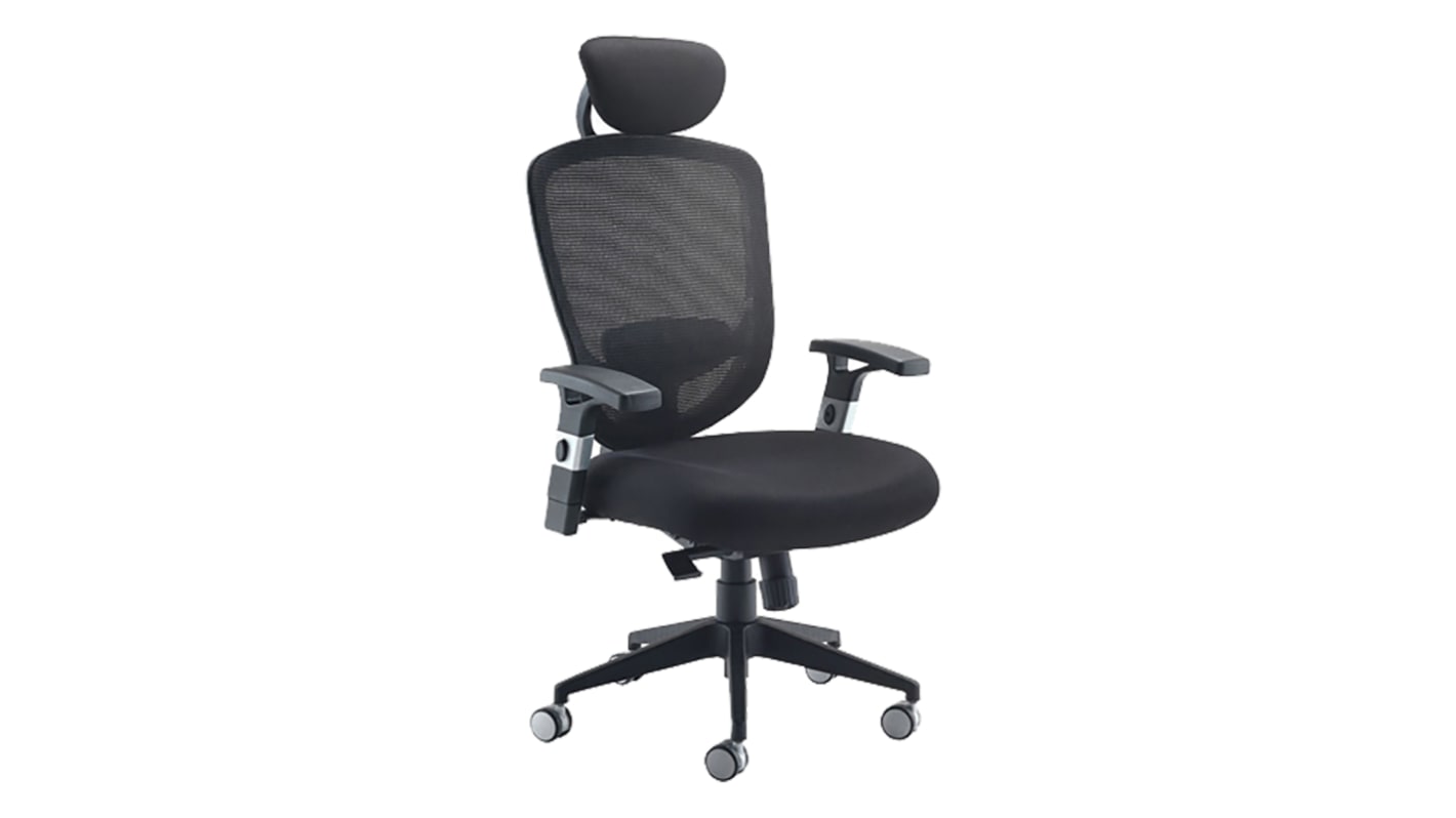 RS PRO Black Fabric Desk Chair, 114kg Weight Capacity