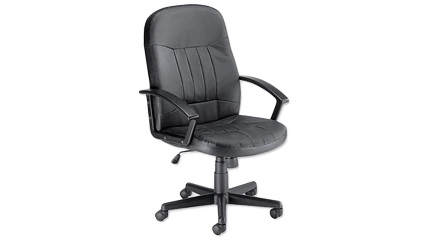 RS PRO Black Leather Executive Chair, 114kg Weight Capacity
