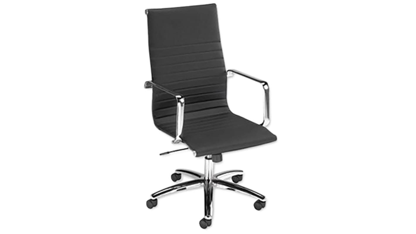 RS PRO Black Leather Executive Chair, 114kg Weight Capacity
