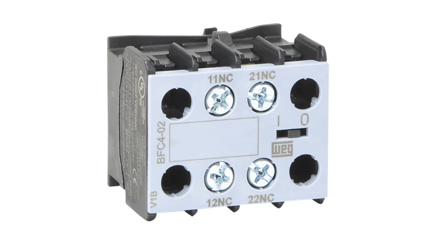 WEG Auxiliary Contact Block, 2 Contact, 2NC, Front Mount BFC4
