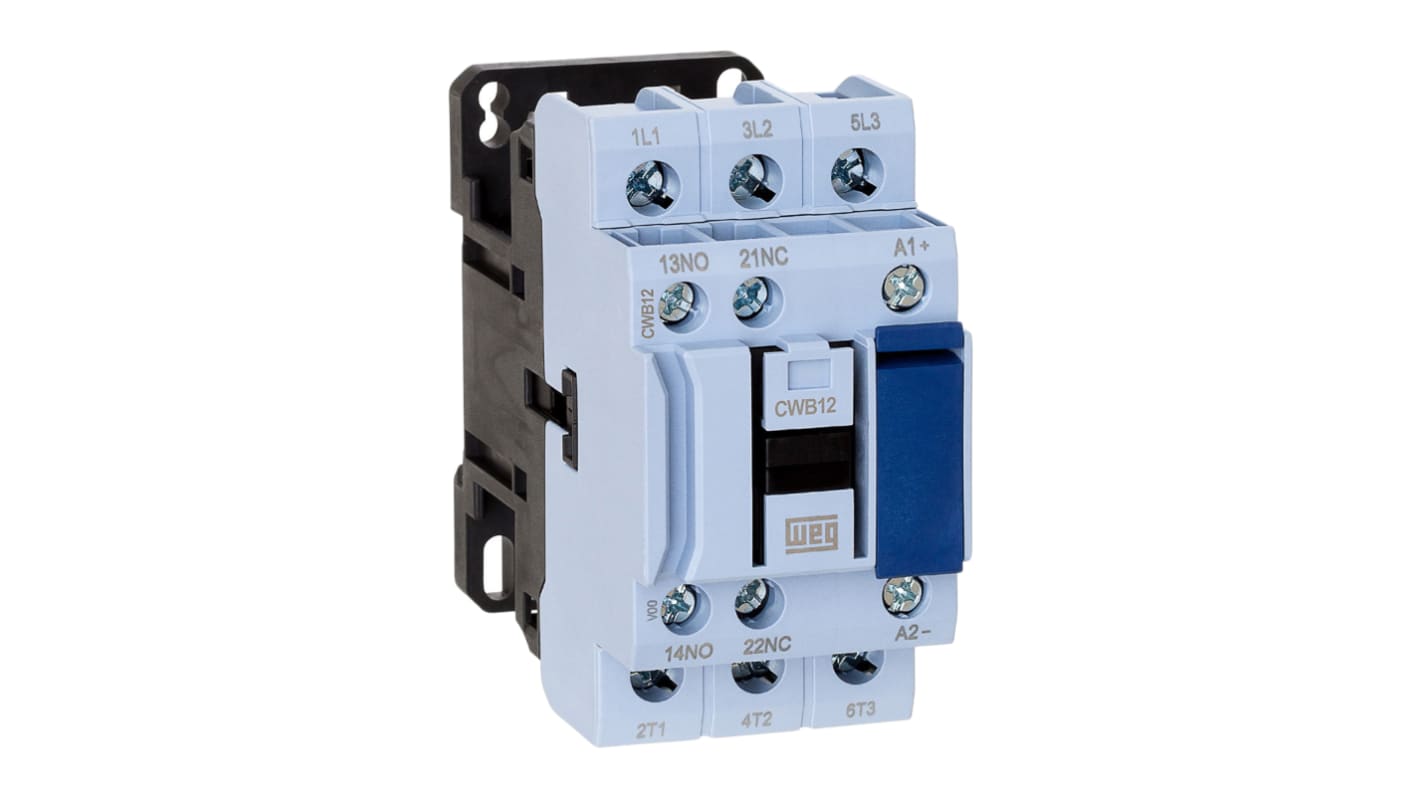 WEG CWB Contactor, 24 V dc Coil, 3-Pole, 12 A, 5.5 kW, 3NO, 690 V ac