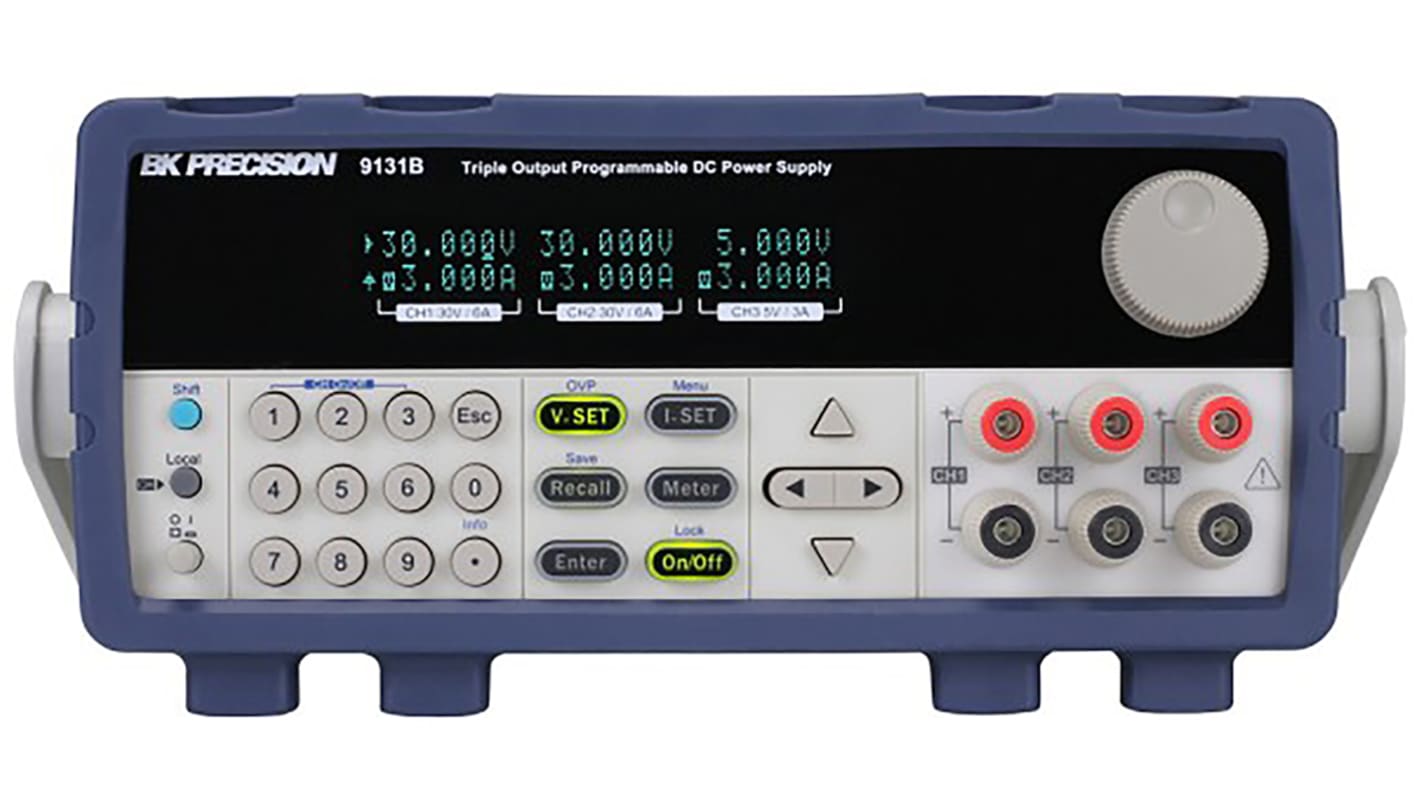 BK Precision Digital Bench Power Supply, 0 → 5V, 0 → 3A, 3-Output, 375W - UKAS Calibrated