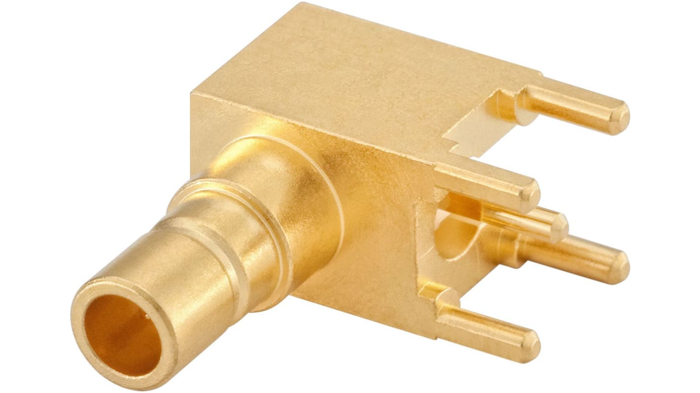 Rosenberger SMB连接器公插, 50Ω, PCB安装, 焊接端接, 直角