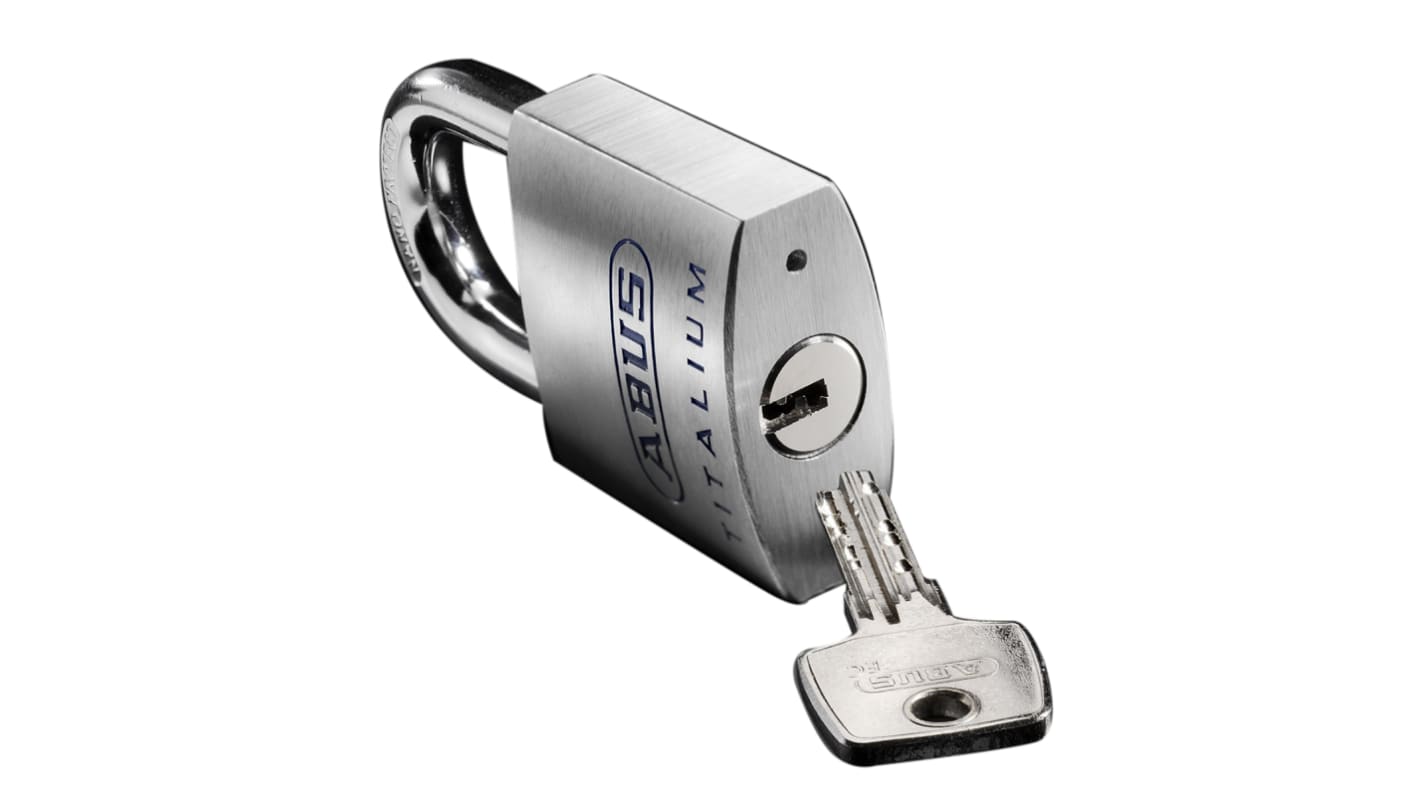 ABUS Key Weatherproof Titanium Safety Padlock, 9.5mm Shackle, 50mm Body