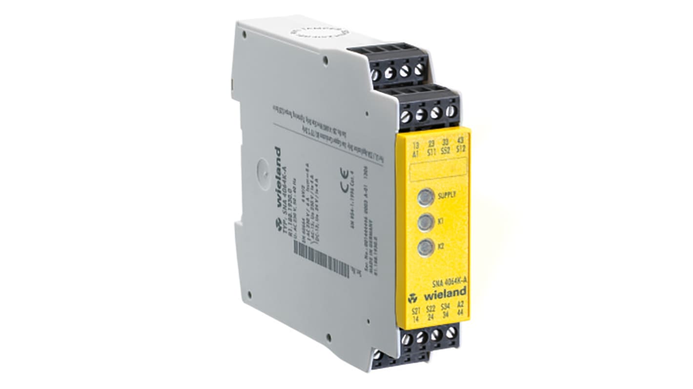 Wieland safeRELAY SNA 4043K Safety Monitoring Safety Relay, 115V ac, Dual-Channel, 3 Safety Contacts