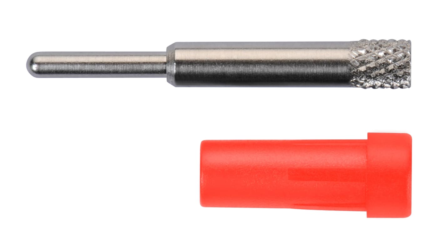Schutzinger Red Female Banana Socket, 2mm Connector, Plug In Termination, 10A, 33 V ac, 70V dc, Nickel Plating