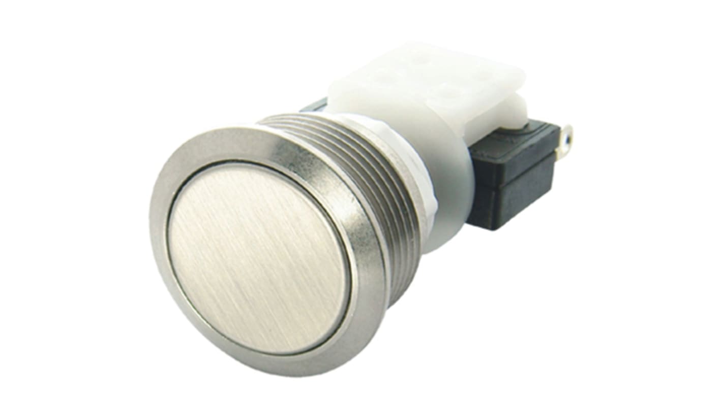 ITW Switches H48M Series Push Button Switch, Momentary, Panel Mount, 19.56mm Cutout, SPDT, 250V ac, IP67