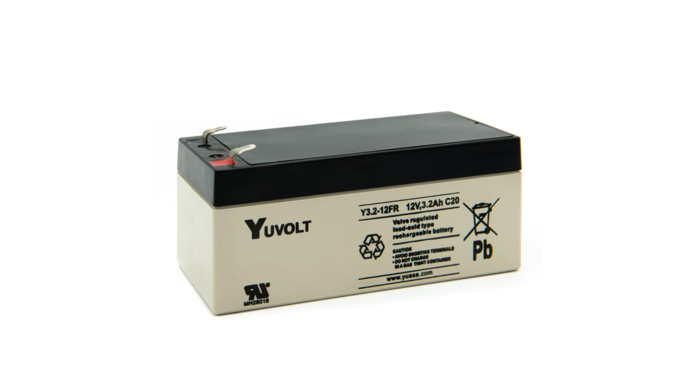 Yuasa YUASA YUVOLT Abgedichteter Bleiakku, 12V / 3.2Ah, Faston 4,8 mm-Anschluss, 64 x 67 x 134mm