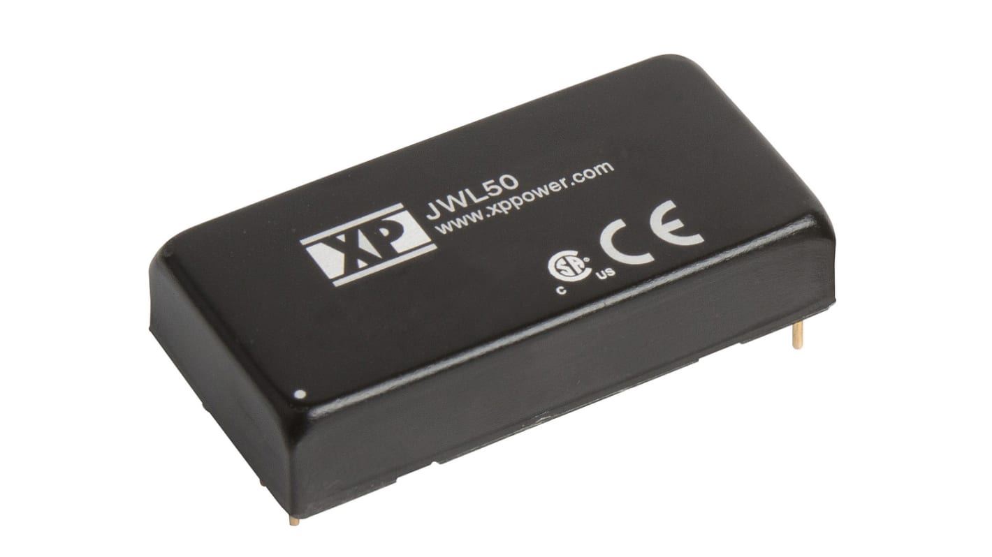 XP Power JWL50 DC-DC Converter, 5V dc/ 10A Output, 9 → 36 V dc Input, 50W, Through Hole, +105°C Max Temp -40°C