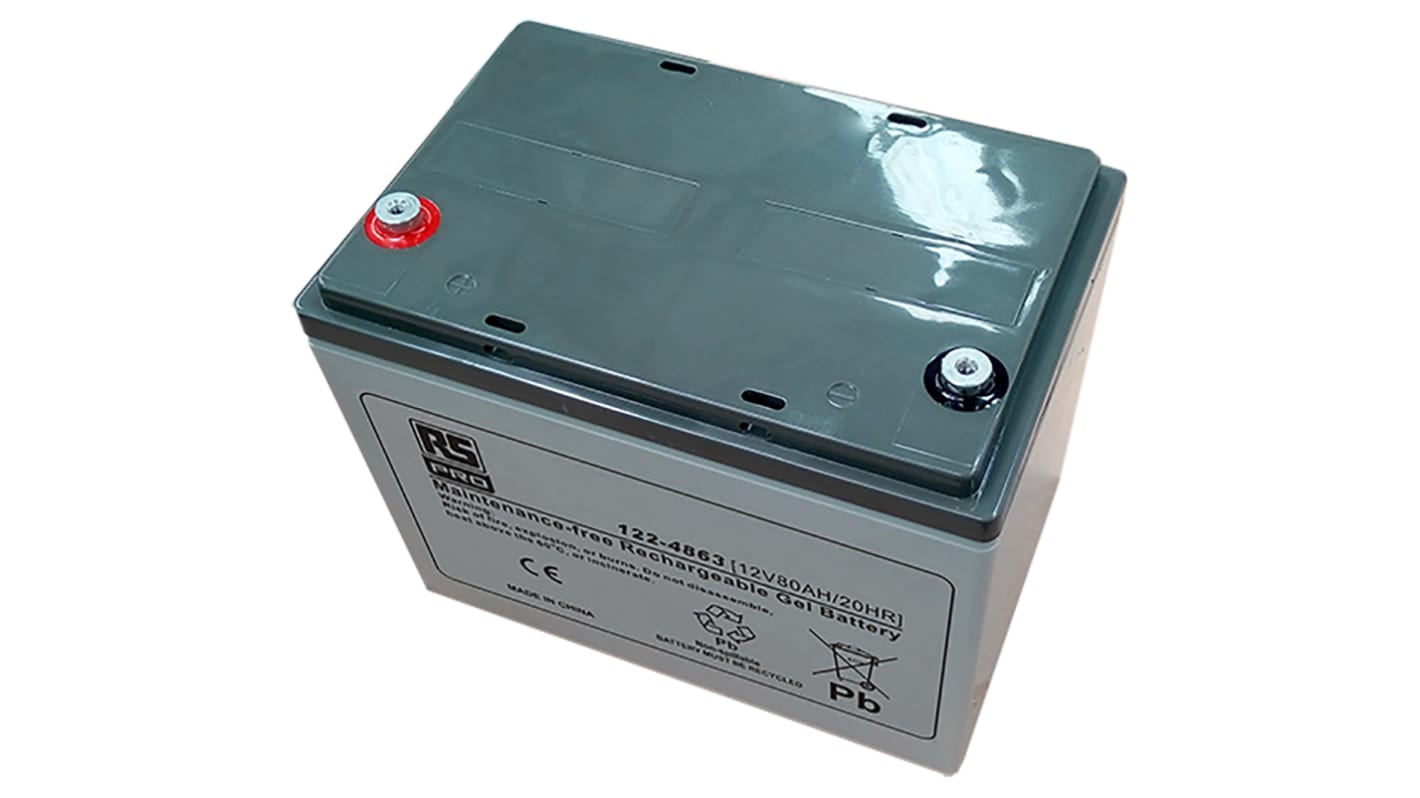 RS PRO 12V T6 Sealed Lead Acid Battery, 80Ah