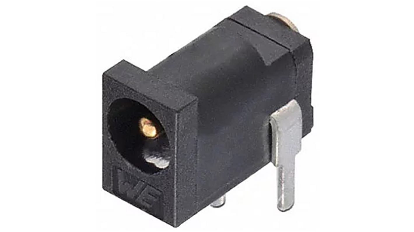 Wurth Elektronik, WR-DC Right Angle DC Socket Rated At 2.0A, 30.0 V, Panel Mount, length 5.0mm, Gold, Tin