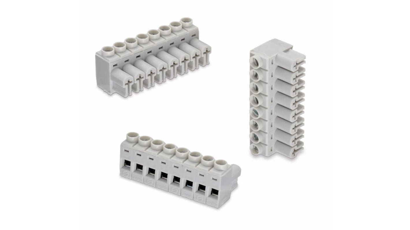 Wurth Elektronik, 5mm Pitch, 385, 8 Way, Pluggable Terminal Block, Plug, Plug-In, Screw Termination, 691385700008