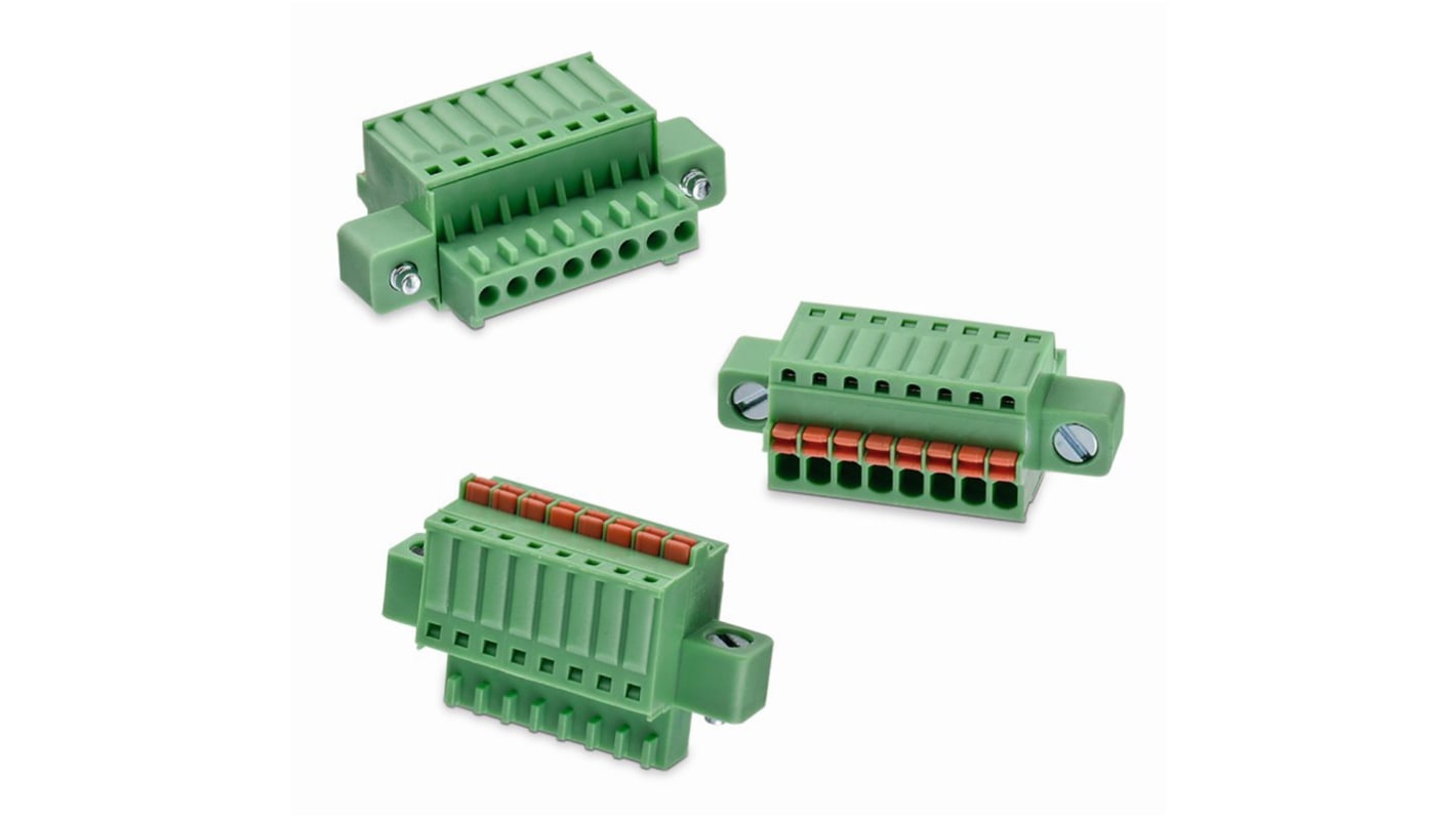 Wurth Elektronik, 2.5mm Pitch, 381, 8 Way, Vertical, Pluggable Terminal Block, Plug, Plug-In, Screw Termination,