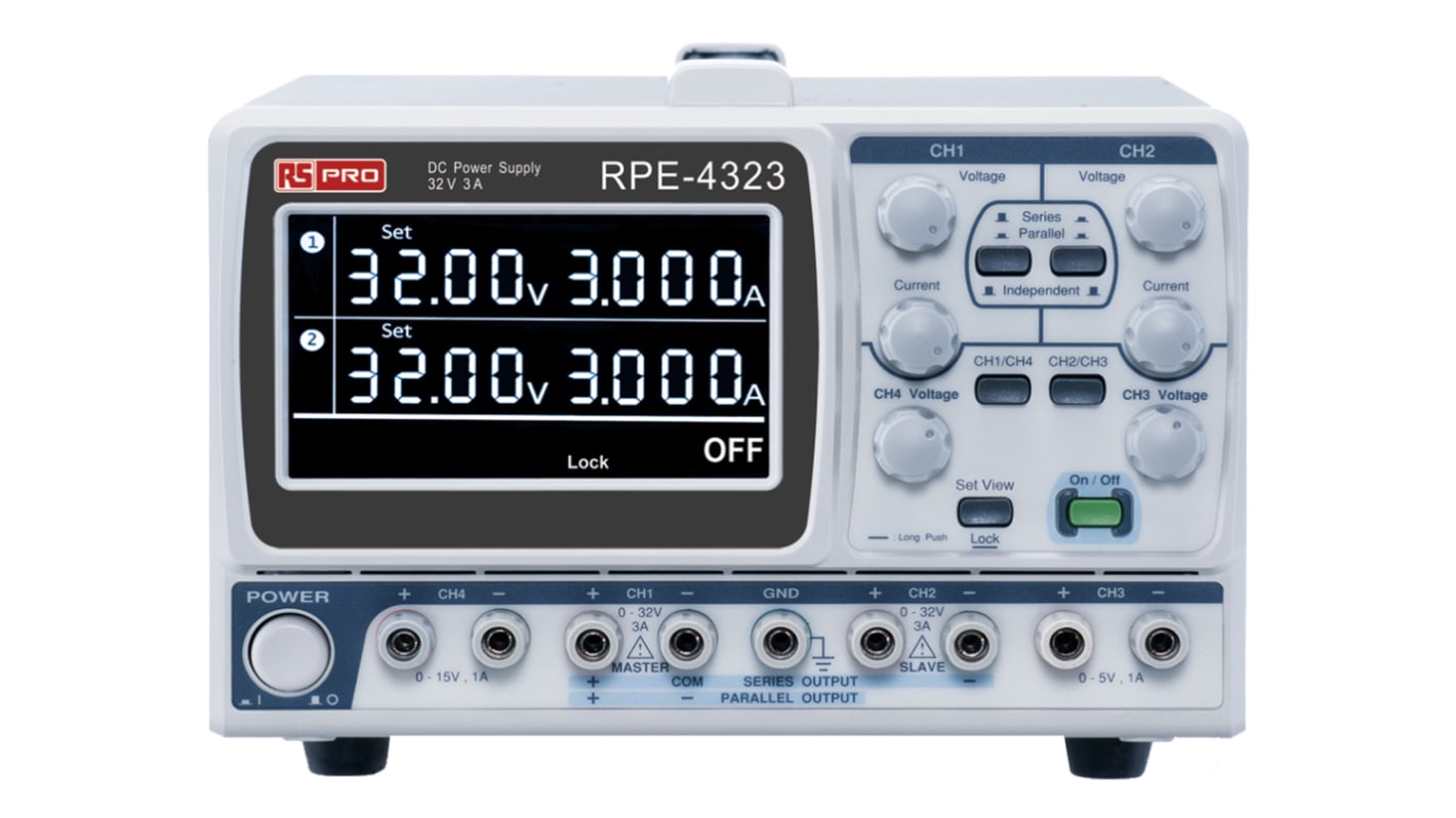 Alimentation de laboratoire, 0 → 15 V, 0 → 5 V, 2 x 0 → 32 V, 2 x 0 → 1 A, 2 x 0 → 3