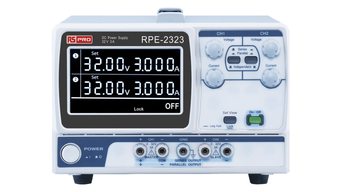 RS PRO Digital Bench Power Supply, 2 x 0 → 32V, 2 x 0 → 3A, 2-Output, 192W - RS Calibrated