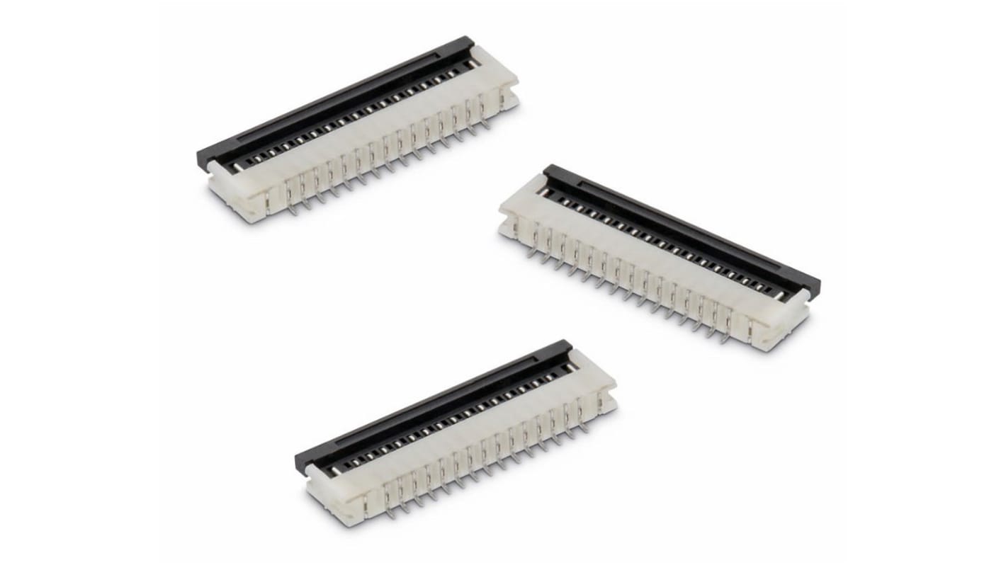 Wurth Elektronik FPC连接器, 母座, 16p, 1mm间距, 单排, SMT安装, 水平, 1A, 100 V 交流/直流, WR-FPC系列