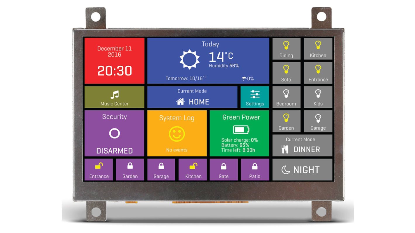 MikroElektronika MIKROE-2278 TFT LCD Colour Display, 4.3in SVGA, 480 x 272pixels