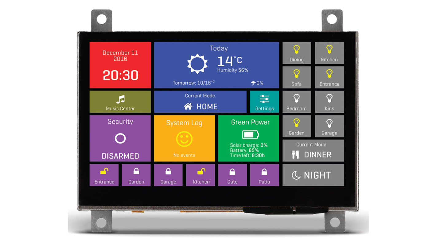 MikroElektronika MIKROE-2280 TFT LCD Colour Display / Touch Screen, 4.3in SVGA, 480 x 272pixels