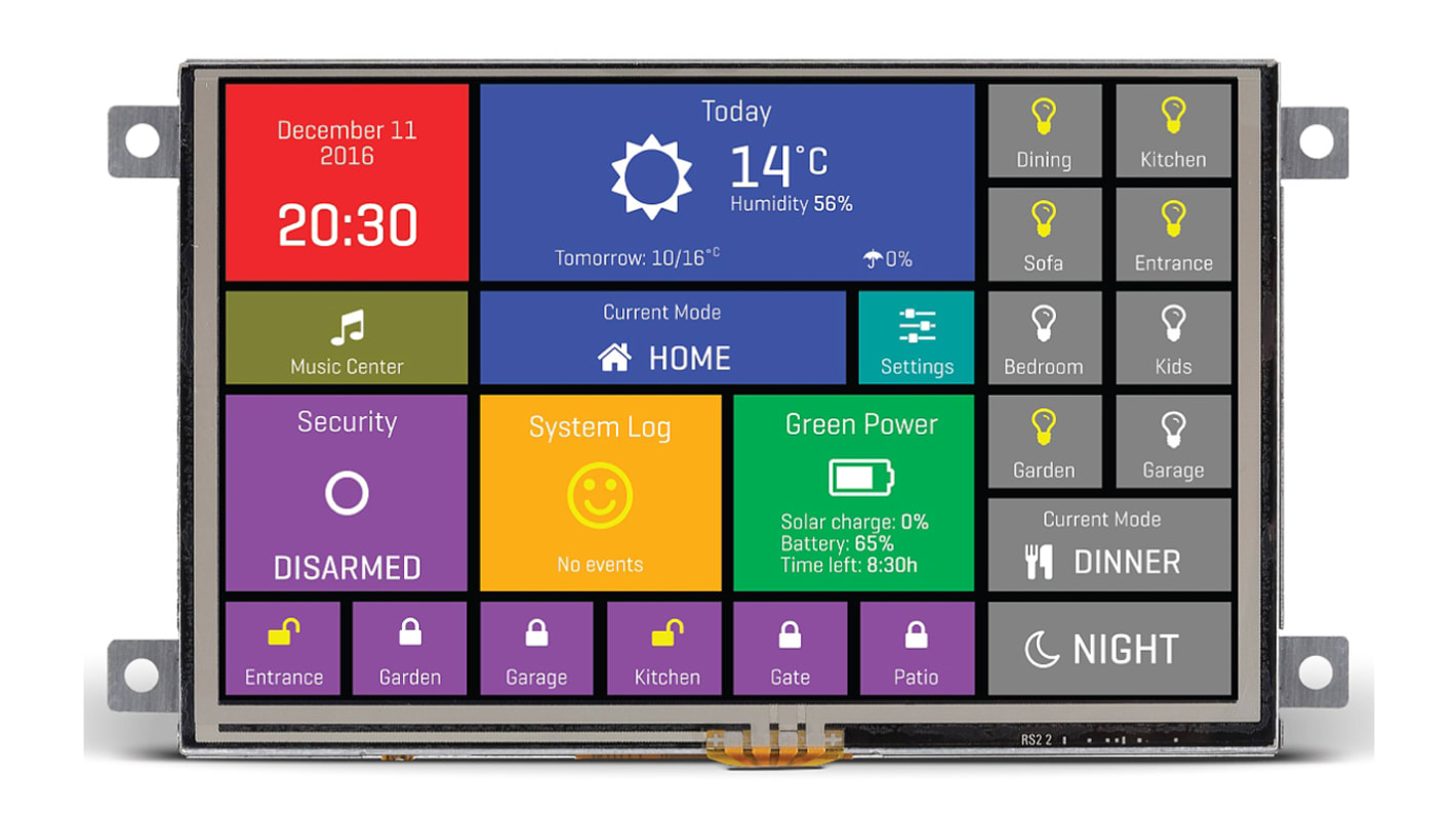 MikroElektronika MIKROE-2284 TFT LCD Colour Display / Touch Screen, 5in SVGA, 800 x 480pixels