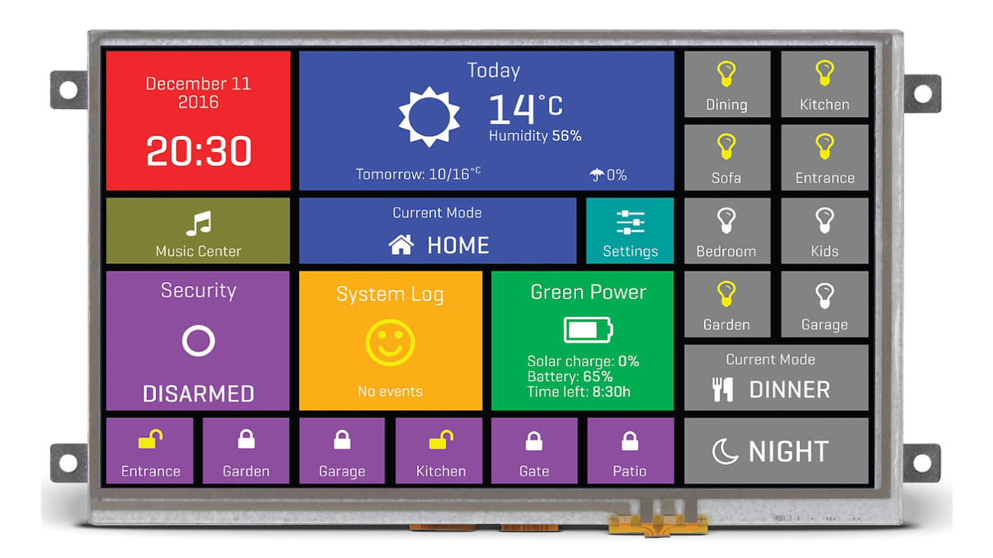 Display LCD a colori MikroElektronika, 7poll, 800 x 480pixels, touchscreen