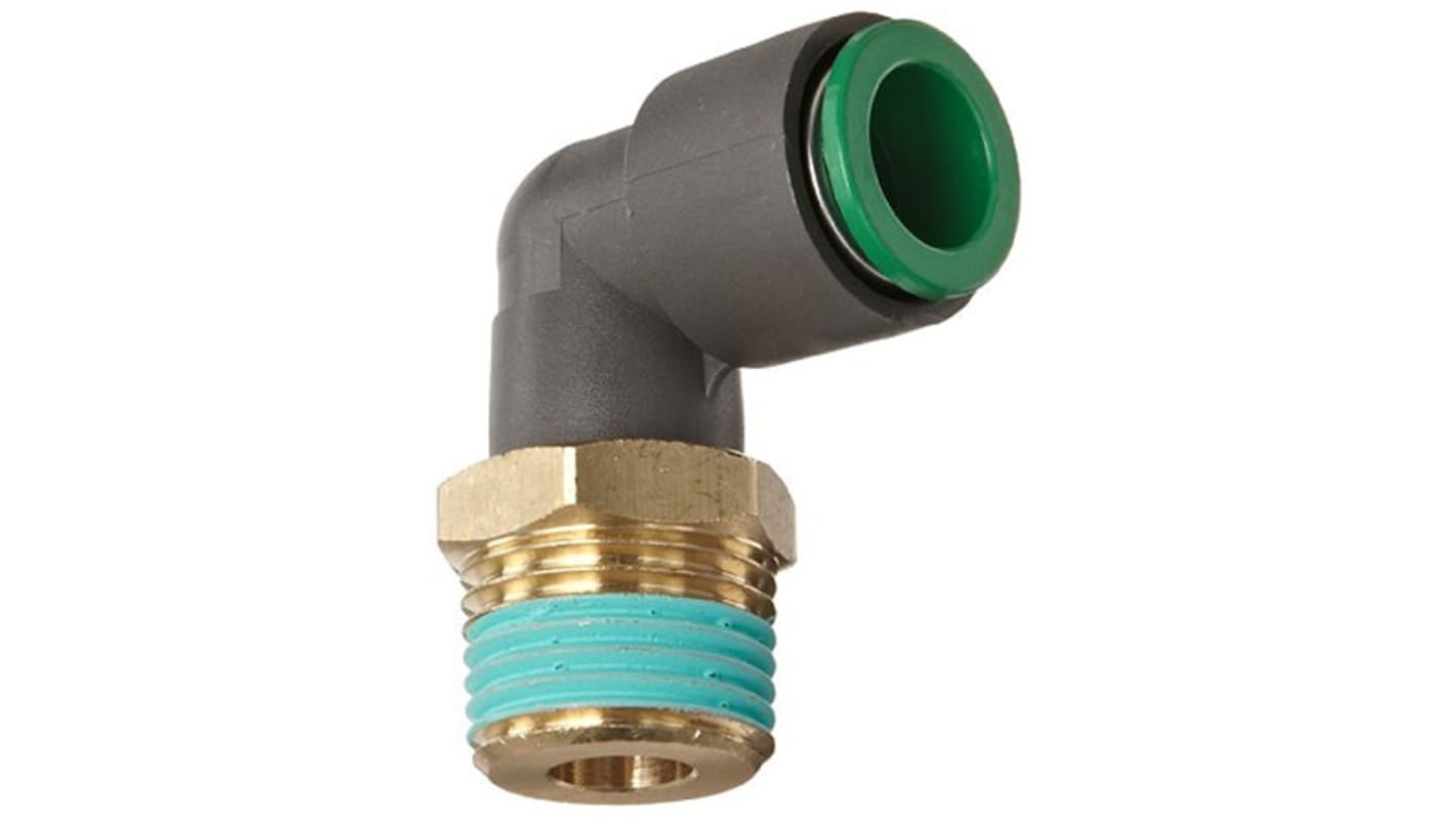 SMC KRL Series Elbow Threaded Adaptor, R 1/4 Male to Push In 12 mm, Threaded-to-Tube Connection Style