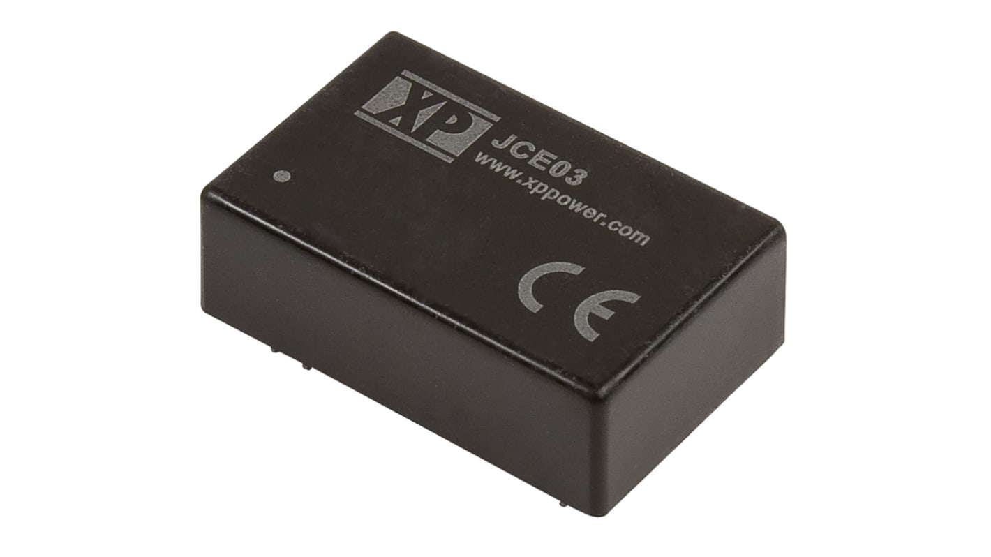 XP Power JCE03 Isolated DC-DC Converter, ±24V dc/ ±63mA Output, 9 → 18 V dc Input, 3W, Through Hole, +100°C Max