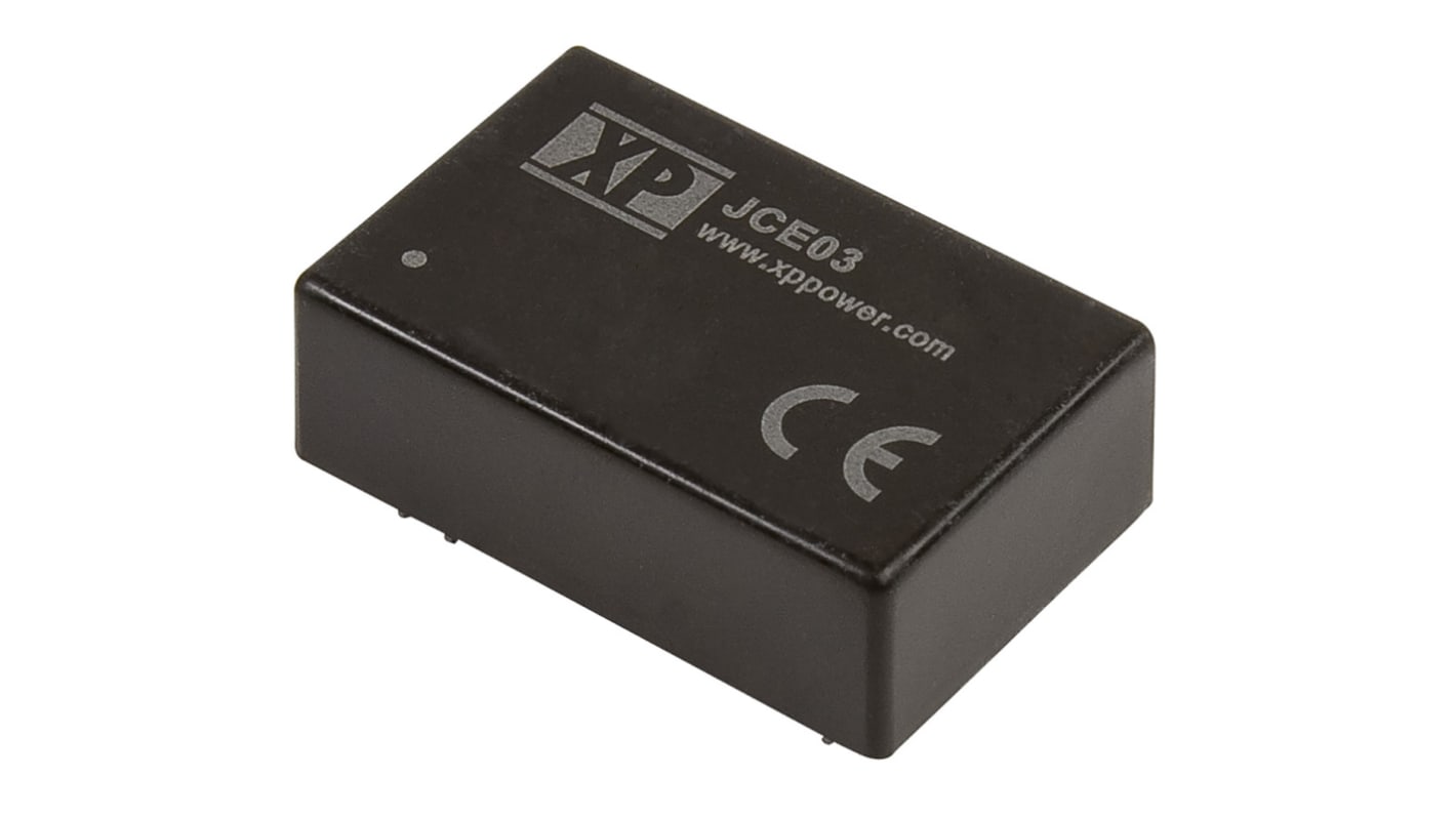 XP Power JCE03 DC-DC Converter, 5V dc/ 600mA Output, 9 → 18 V dc Input, 3W, Through Hole, +100°C Max Temp -40°C