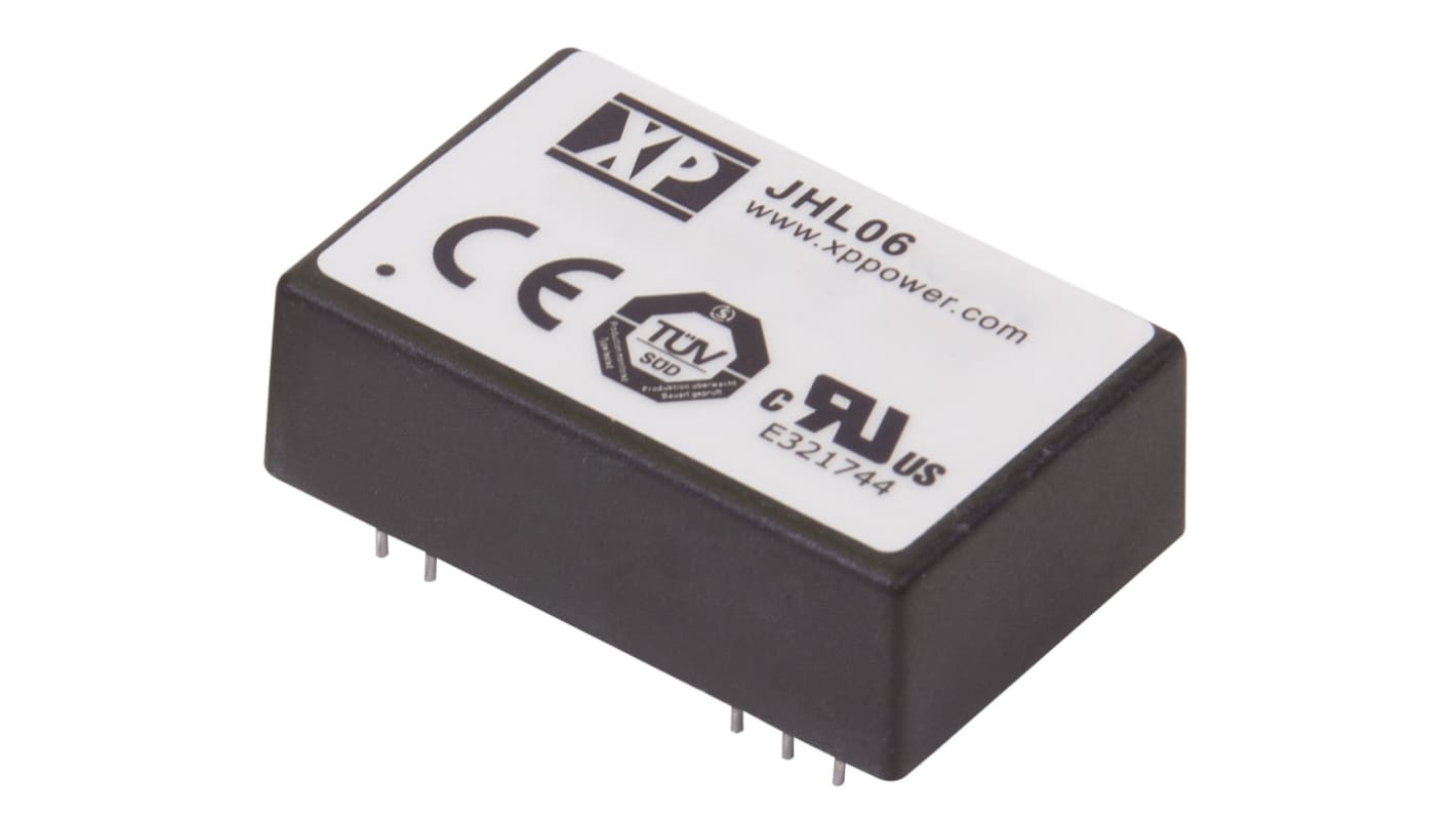 XP Power JHL06 DC-DC Converter, 15V dc/ 400mA Output, 10 → 17 V dc Input, 6W, Through Hole, +80°C Max Temp -20°C