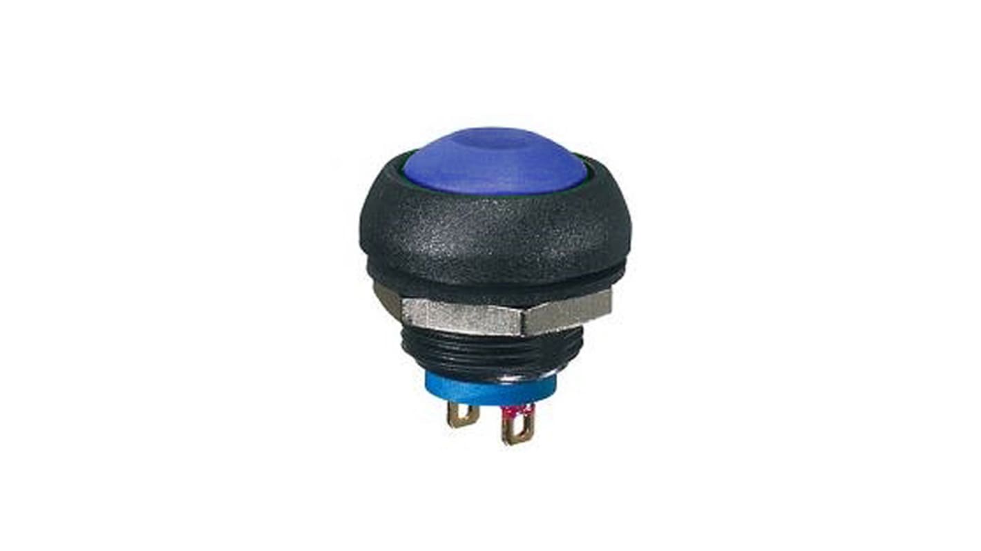 Interruptor de Botón Pulsador APEM IS Series, color de botón Azul, SPST, acción momentánea, 100 mA a 48 V dc, 400 mA a