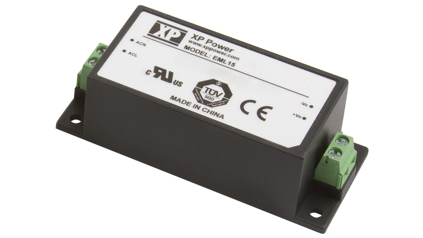 Alimentatore switching XP Power EML15US03-S, 10W, ingresso 120 → 370 V dc, 85 → 264 V ac, uscita 3.3V cc,