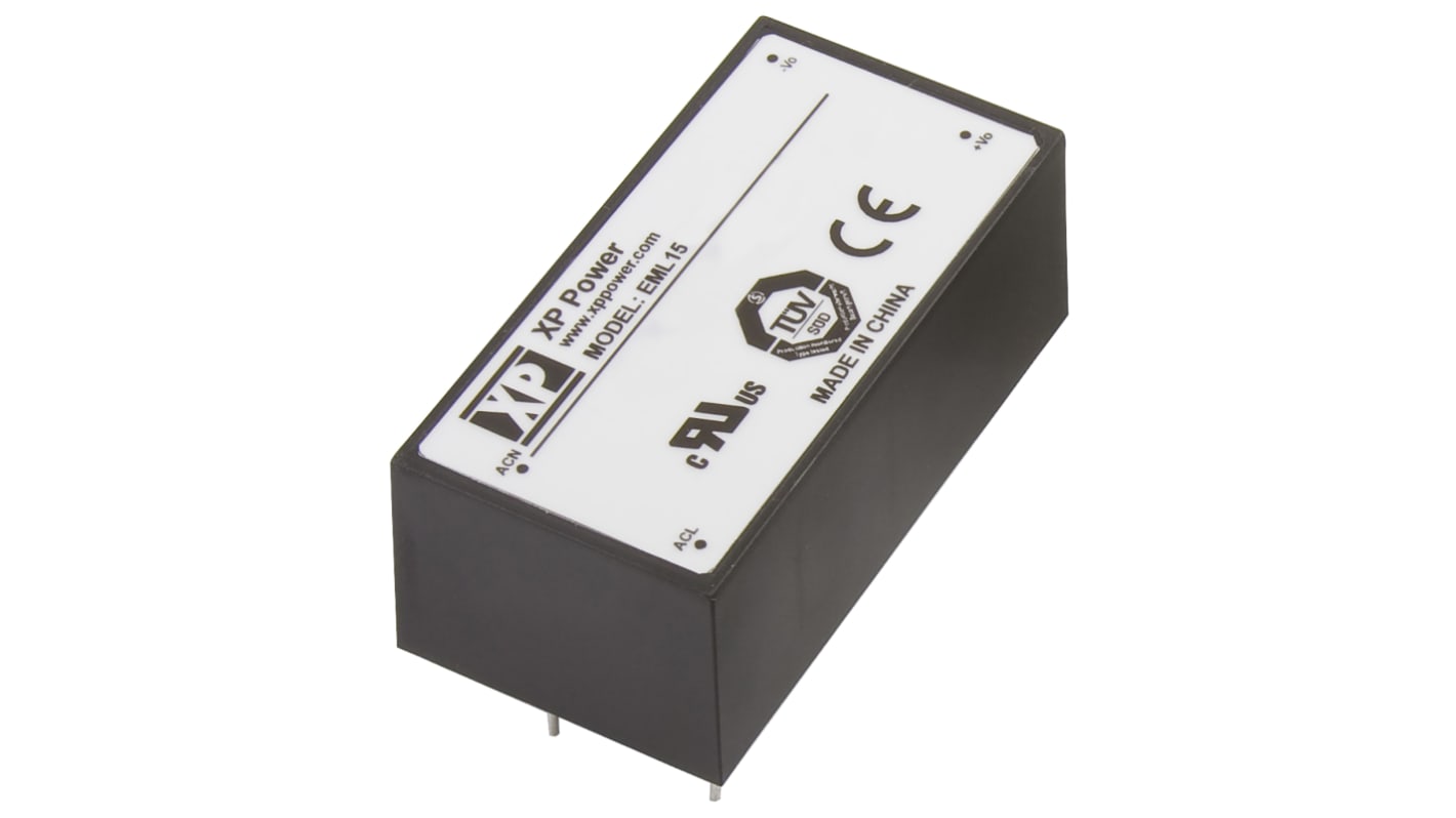 Alimentatore switching XP Power EML15US36-E, 15W, ingresso 120 → 370 V dc, 85 → 264 V ac, uscita 36V cc,