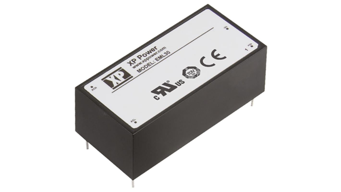 Alimentatore switching XP Power EML30US15-E, 30W, ingresso 120 → 370 V dc, 85 → 264 V ac, uscita 15V cc,
