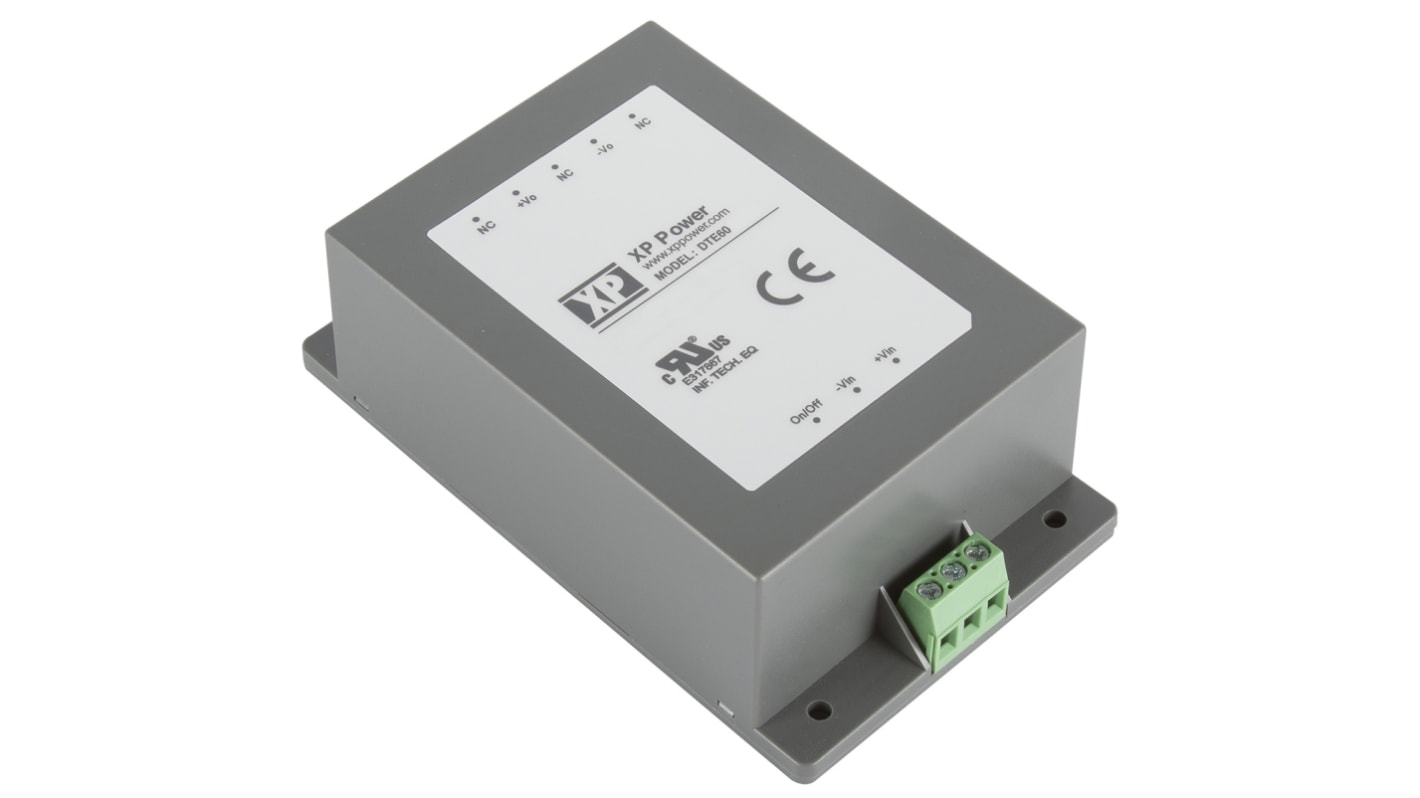 XP Power DTE60 DC-DC Converter, 24V dc/ 2.5A Output, 9 → 36 V dc Input, 60W, Chassis Mount, +85°C Max Temp -40°C