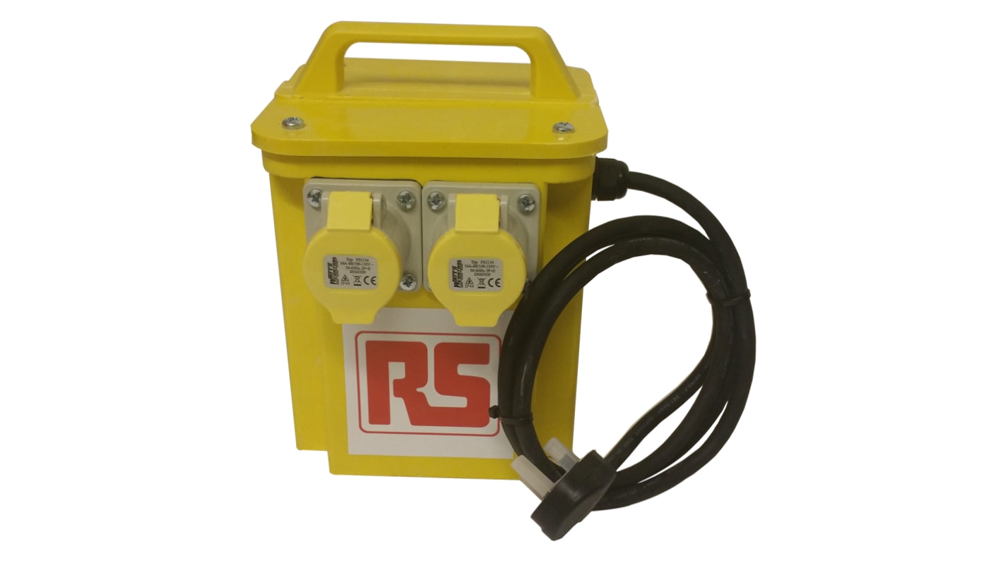 RS PRO 3.3 kVA Intermittent 5 Mins on 15 Mins off Site Transformer, 230V ac Primary, 110 (55V Secondary, 2 x 16A O/P
