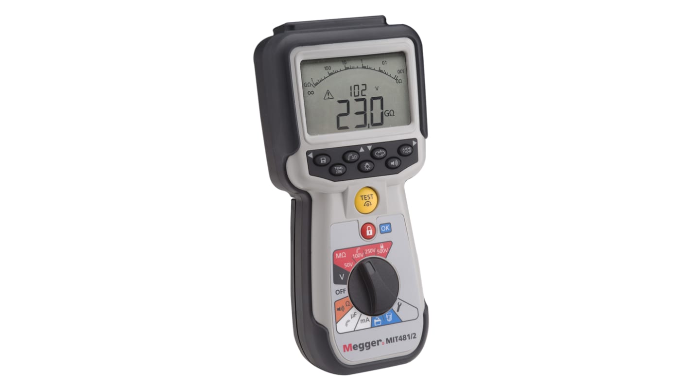 Megger MIT481 Insulation Tester, 50V Min, 500V Max, 200GΩ Max, CAT IV