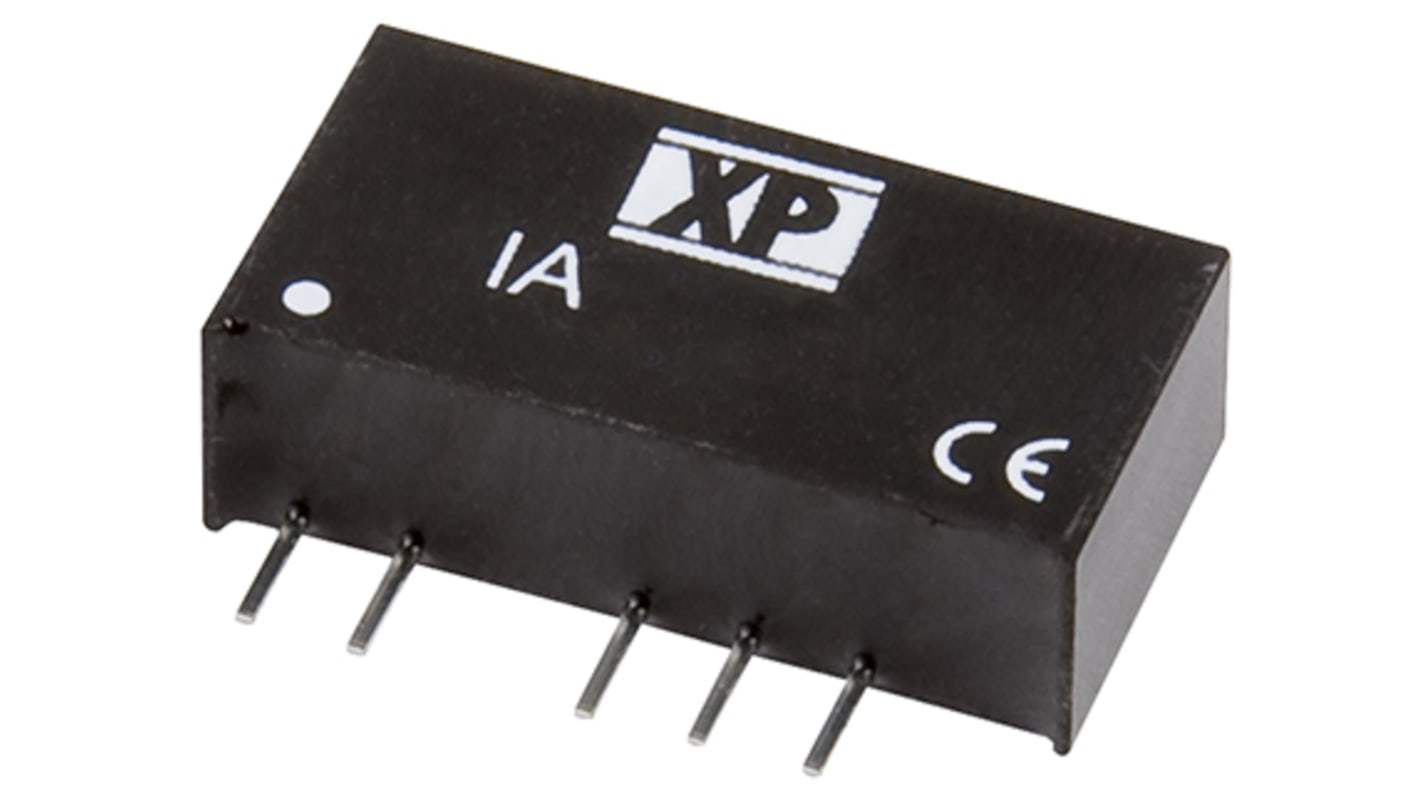 XP Power IA DC-DC Converter, ±5V dc/ ±100mA Output, 4.5 → 5.5 V dc Input, 1W, Through Hole, +85°C Max Temp -40°C