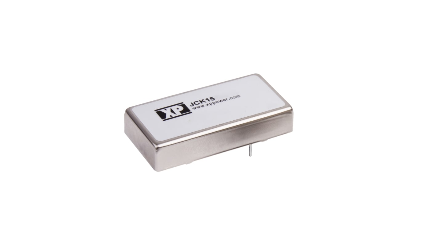 XP Power JCK DC-DC Converter, ±12V dc/ ±625mA Output, 9 → 18 V dc Input, 15W, Through Hole, +100°C Max Temp