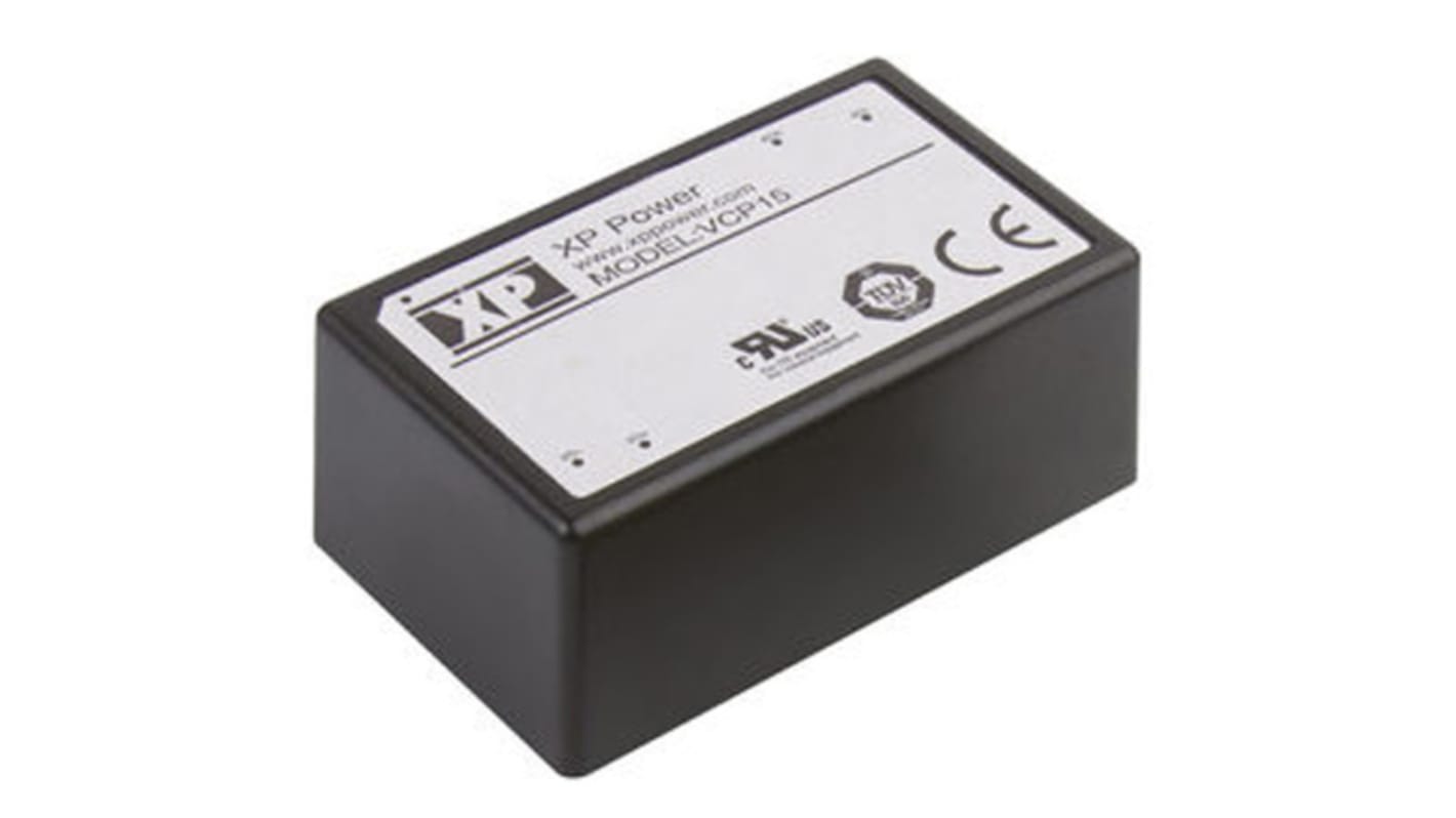 XP Power AC-DC Converter, VCP15US15-E, 15V dc, 900mA, 15W, 1 Output, 90 → 264V ac Input Voltage