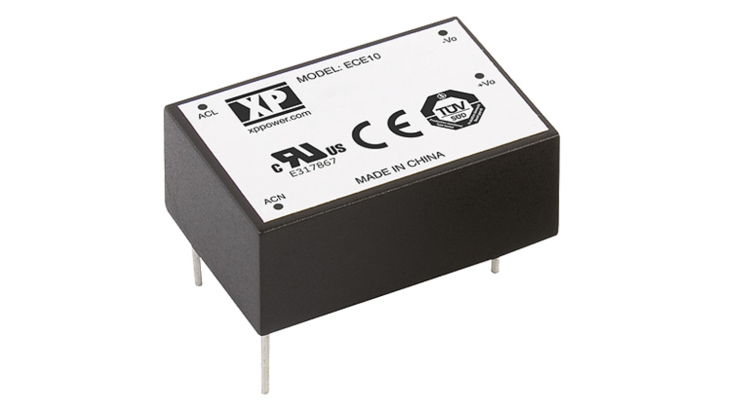 XP Power Switching Power Supply, ECE10US12, 12V dc, 830mA, 10W, 1 Output, 120 → 370 V dc, 85 → 264 V ac