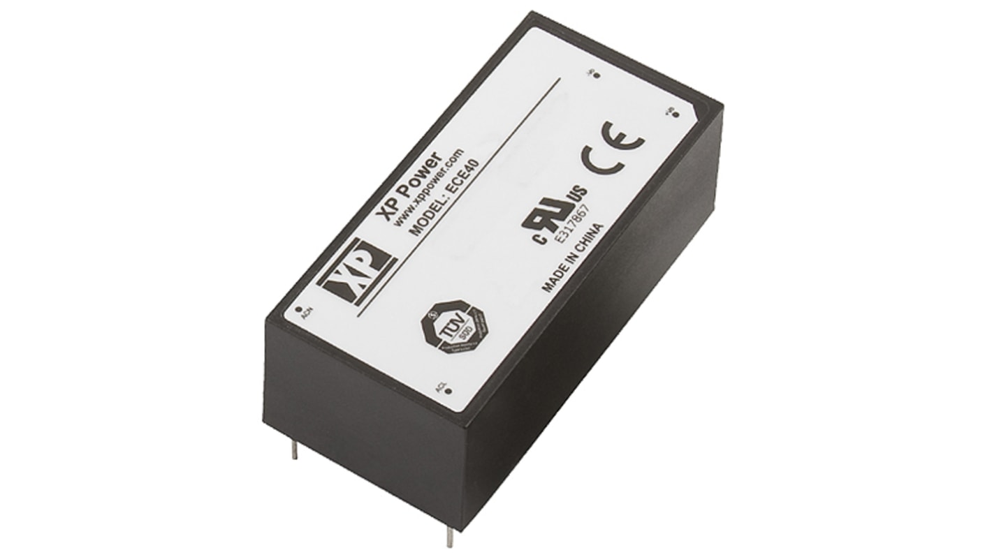 XP Power Switching Power Supply, ECE40US24, 24V dc, 1.67A, 40W, 1 Output, 120 → 370 V dc, 85 → 264 V ac