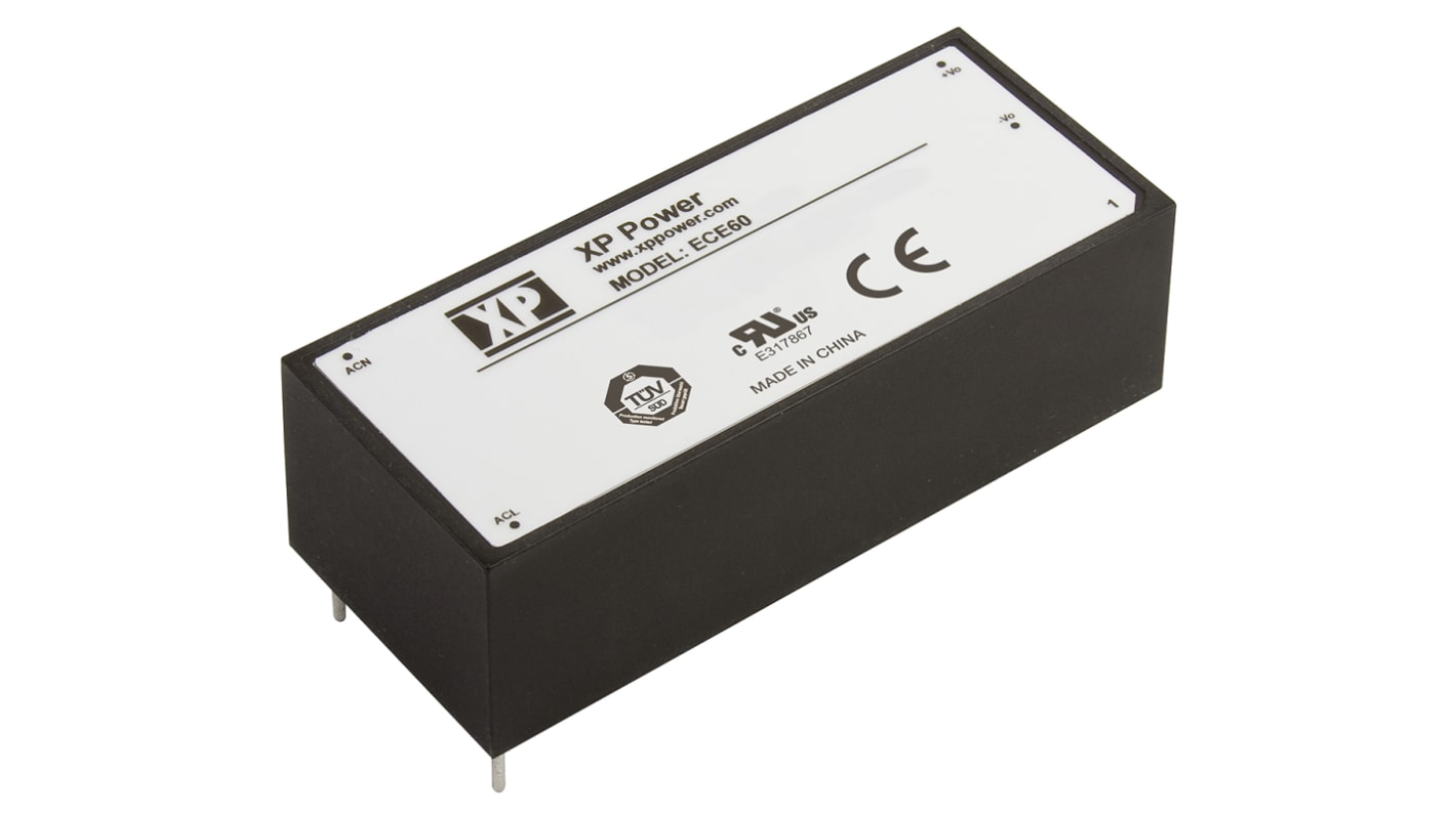 Alimentatore switching XP Power ECE60US24, 60W, ingresso 120 → 370 V dc, 85 → 264 V ac, uscita 24V cc,