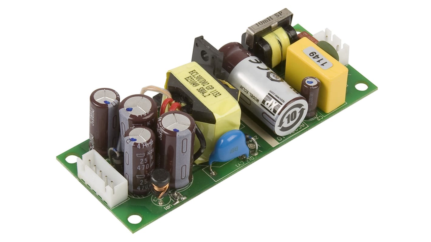 XP Power AC-DC Converter, ECL30UT02-T, 5 V dc, ±12 V dc, 3 A, 630 mA, 30W, Triple Output, 120 → 370 V dc, 85