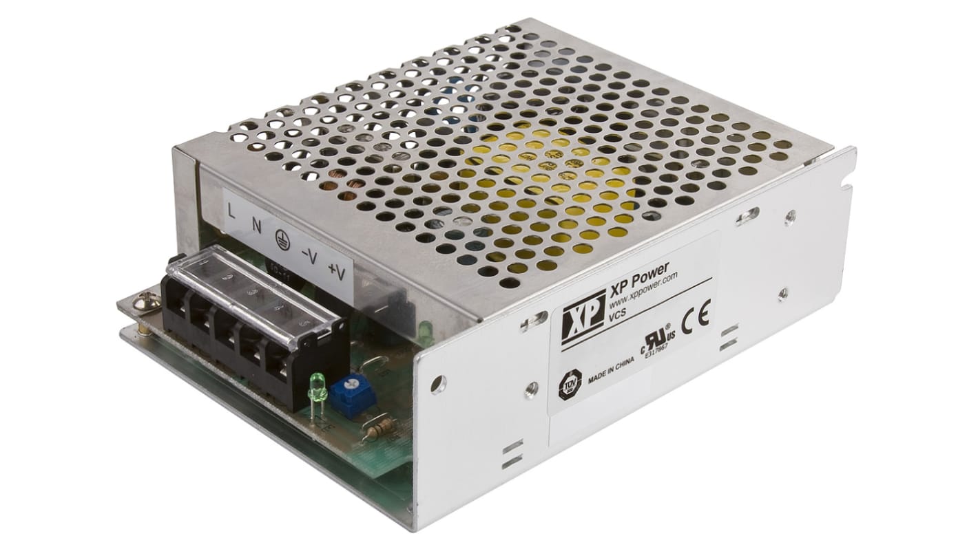 XP Power Switching Power Supply, VCS50US15, 15V dc, 3.3A, 50W, 1 Output, 127 → 370 V dc, 85 → 264 V ac