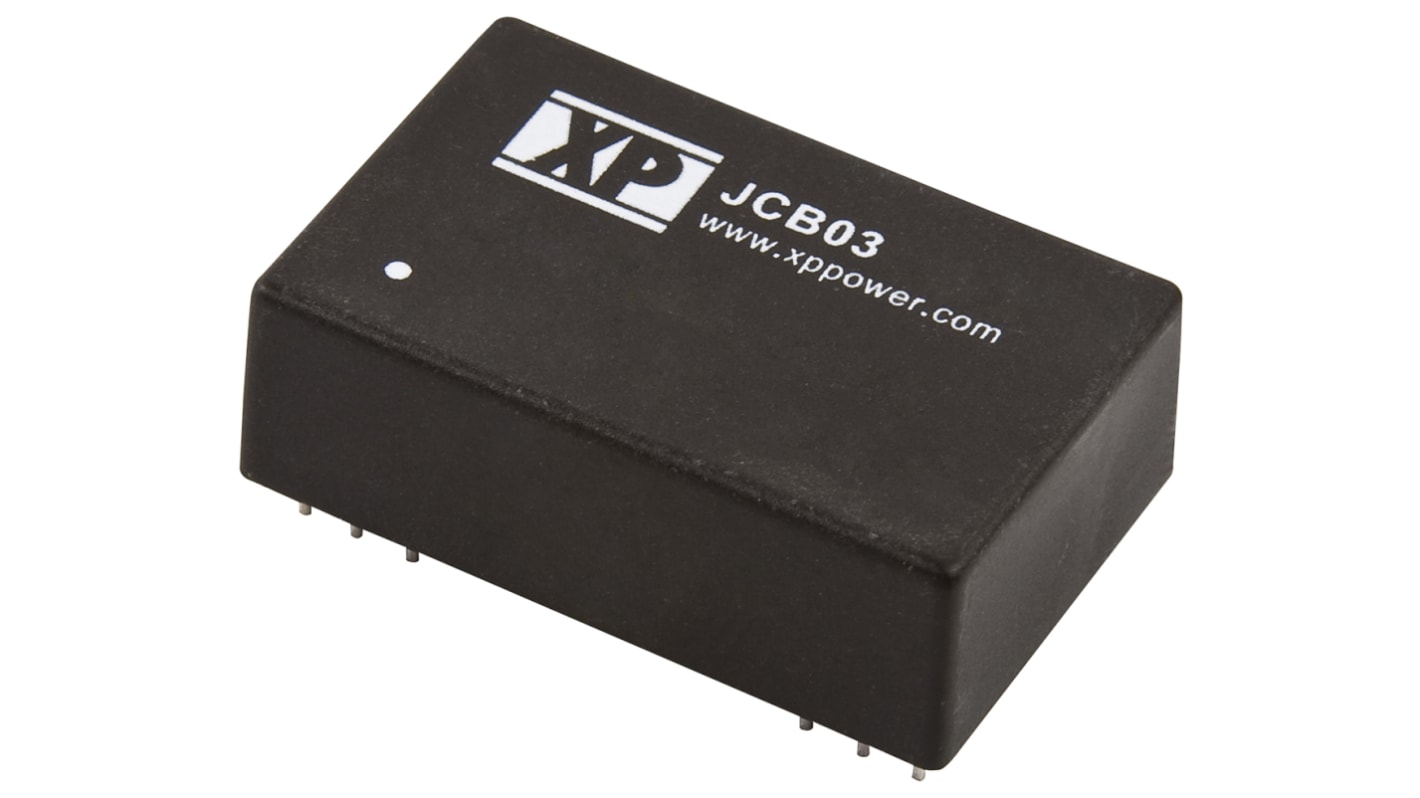 XP Power JCB DC-DC Converter, 5V dc/ 600mA Output, 9 → 18 V dc Input, 3W, Through Hole, +100°C Max Temp -40°C