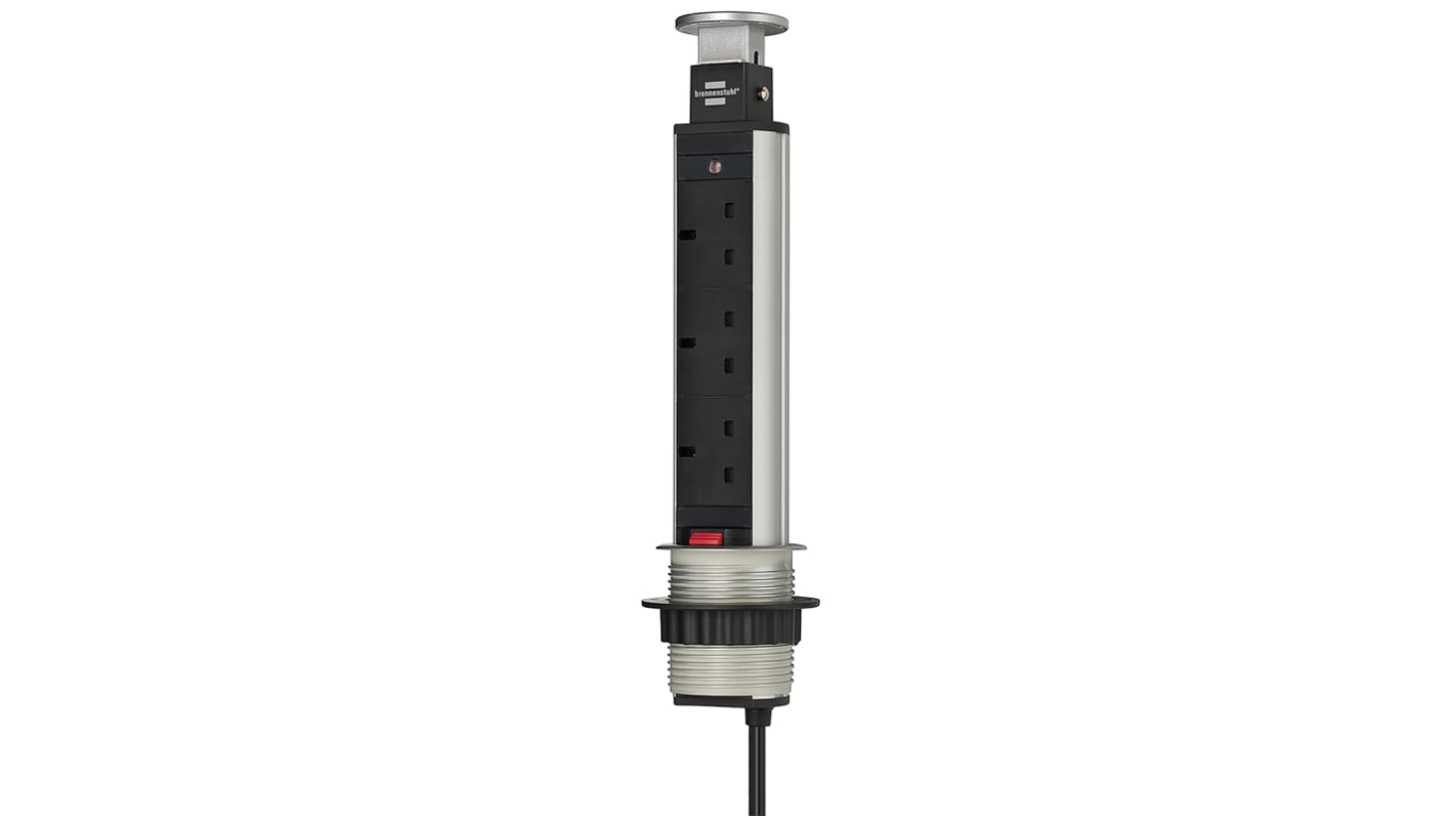 Regleta de enchufes brennenstuhl Tower Power, con interruptor, long. cable 2m, 3 tomas Tipo G - Británico, 250 V ac, de
