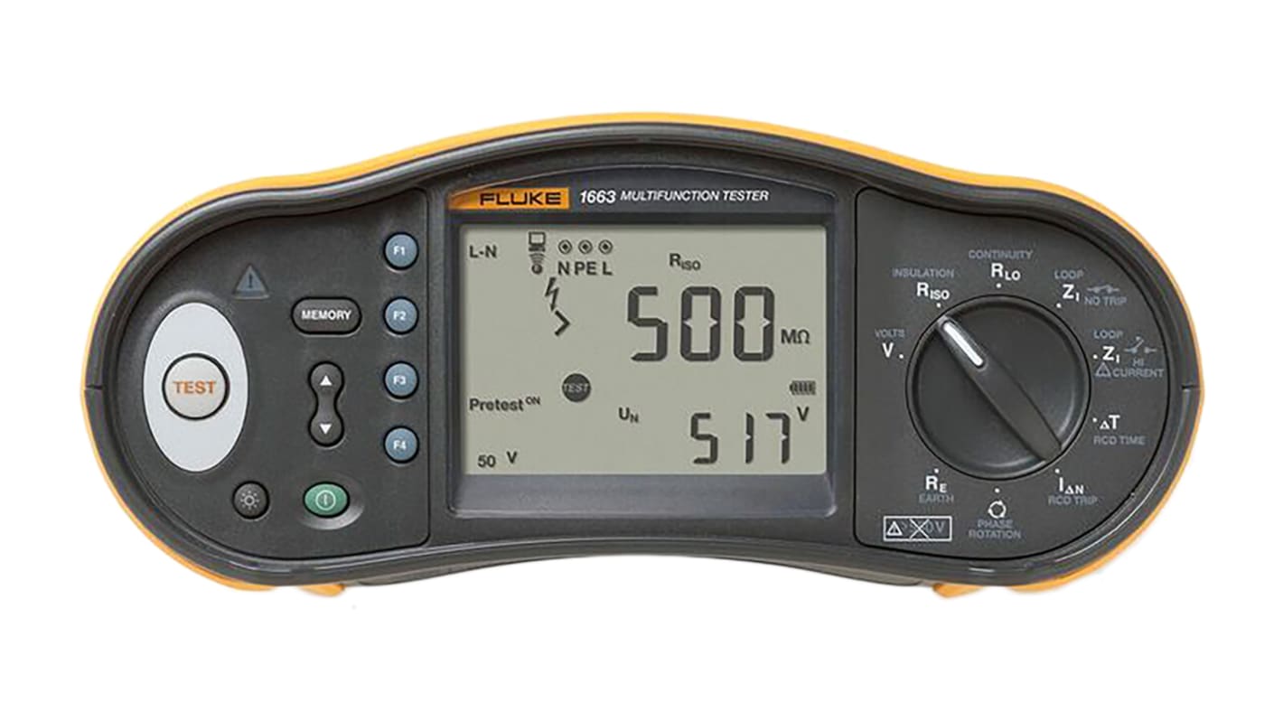 Fluke 1663 Multifunction Tester, 50V , Earth Resistance Measurement With USB