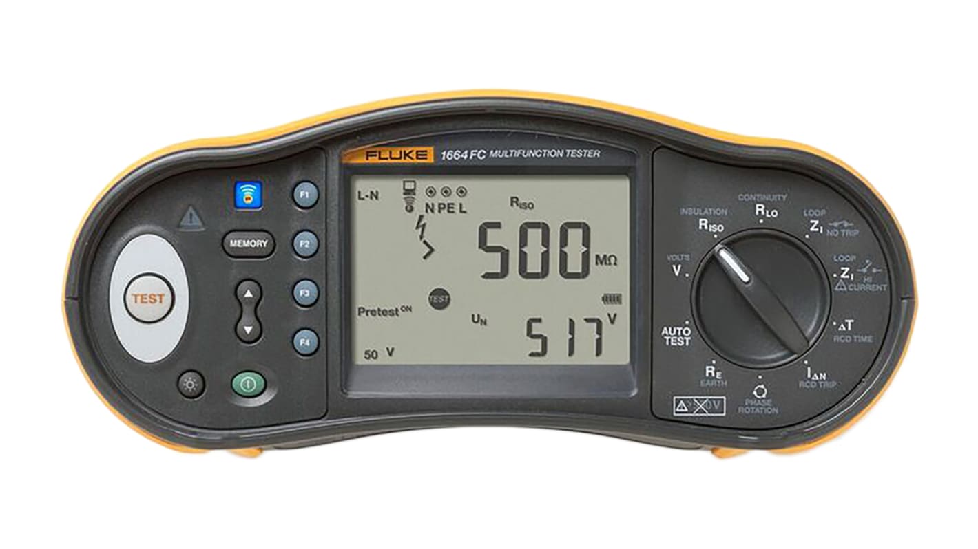 Fluke 1664FC Multifunction Tester, 50 V, 100 V, 250 V, 500 V, 1000 V , Earth Resistance Measurement With BLE, USB
