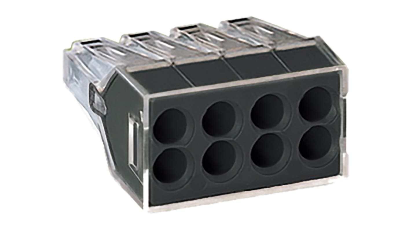 WAGO 773 PUSH WIRE Series Junction Box Connector, 8-Way, 24A, 18 → 12 AWG, 16 → 12 AWG Wire, Push In